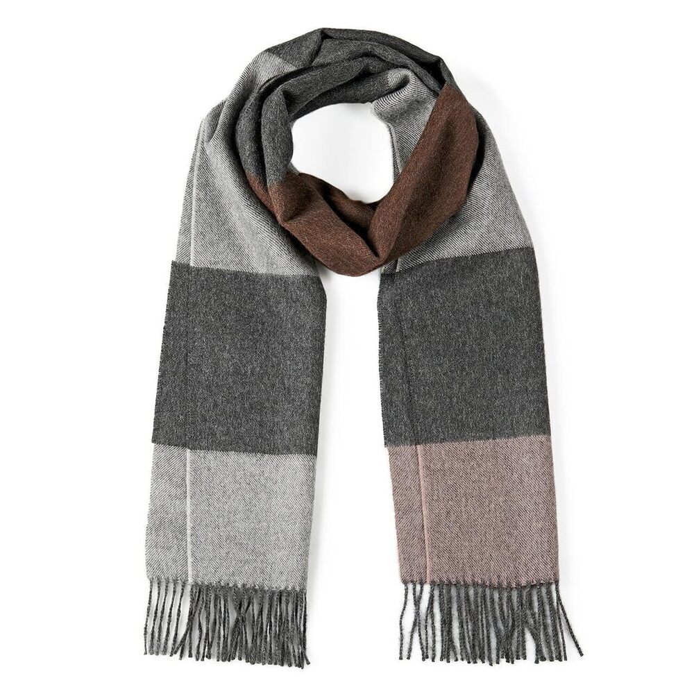 2591 Alpaca Wool Scarf- 100% Pure Baby Alpaca- Color Block Striped |